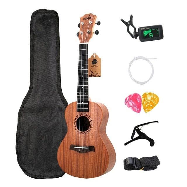 Concert Ukulele Kits 23 Inch Rosewood 4 Strings Hawaiian Mini Guitar With Bag Tuner Capo Strap Stings Picks Musical Instrument