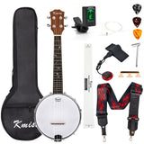Kmise Banjolele Concert 23 inch Banjo Ukulele Ukelele Banjo Kit 4 String Maple Okoume GCEA with Full Accessories
