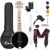 Kmise Banjolele Concert 23 inch Banjo Ukulele Ukelele Banjo Kit 4 String Maple Okoume GCEA with Full Accessories