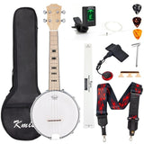 Kmise Banjolele Concert 23 inch Banjo Ukulele Ukelele Banjo Kit 4 String Maple Okoume GCEA with Full Accessories