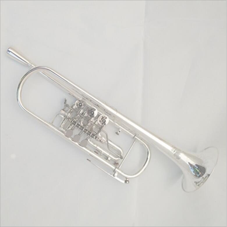 New Arrival Free Shipping Professional Trumpet Music Instruments Bb Tune Trumpet Brass Tube Silver Plated B Flat With Case