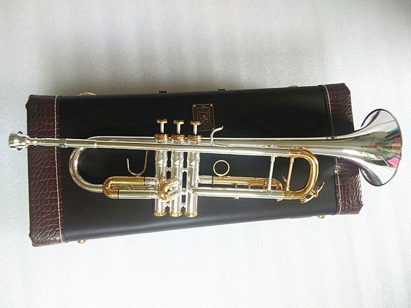 Quality Trumpet Original Silver plated GOLD KEY LT180S-72 Flat Bb Professional Trumpet bell Top musical instruments Brass