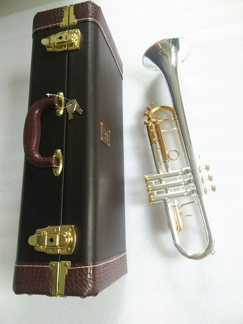 Quality Trumpet Original Silver plated GOLD KEY LT180S-72 Flat Bb Professional Trumpet bell Top musical instruments Brass