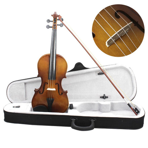Violin 4/4 Full Size Violin Vintage with Violin Case Rosin Bow Strings Student Beginner Learning Tool With Tough Plastic Panel