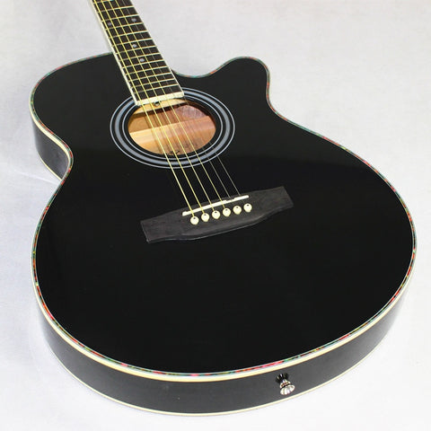 Guitar Acoustic Electric Steel-String Balladry Folk Pop Thin Body Flattop 40 Inch Guitarra 6 String Black Light Cutaway Electro