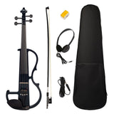 Hot Electric Violin 4/4 Full Size Violin with Case Bow Earphone Rosin Set Black New