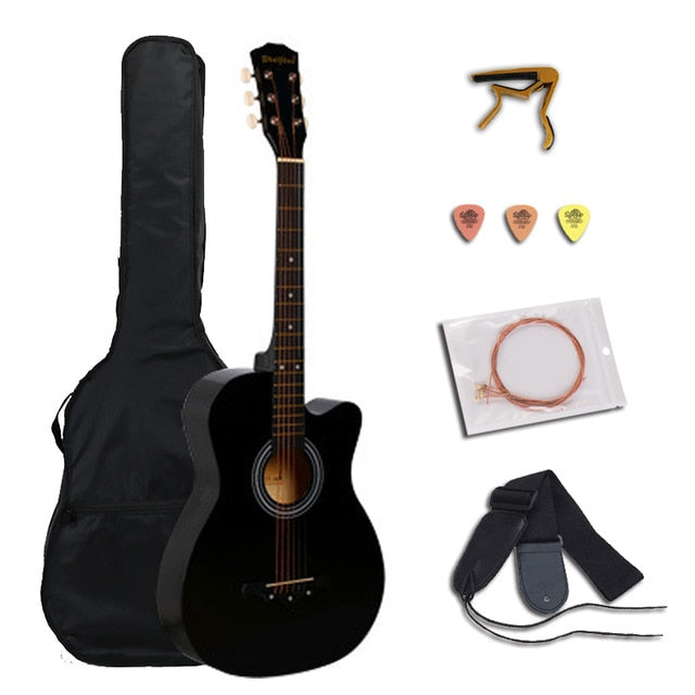 38/41 inch Acoustic Guitar for Beginners Guitar Sets with Capo Picks 6 Strings Guitar Basswood  Musical Instruments AGT166