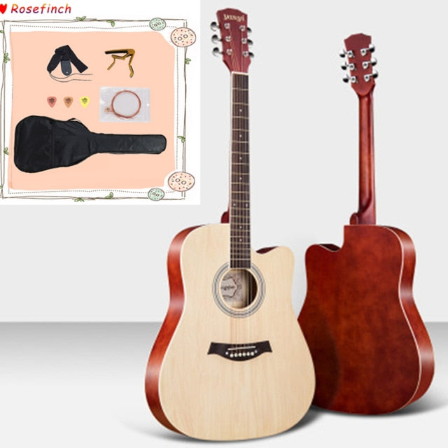 38/41 inch Acoustic Guitar for Beginners Guitar Sets with Capo Picks 6 Strings Guitar Basswood  Musical Instruments AGT166