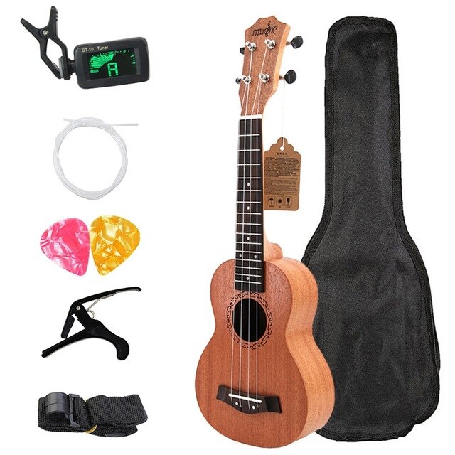 Soprano Ukulele 21Inch Mahogany Wood Beginner 4 Strings Mini Guitar Rosewood Fingerboard Neck Music Instrument