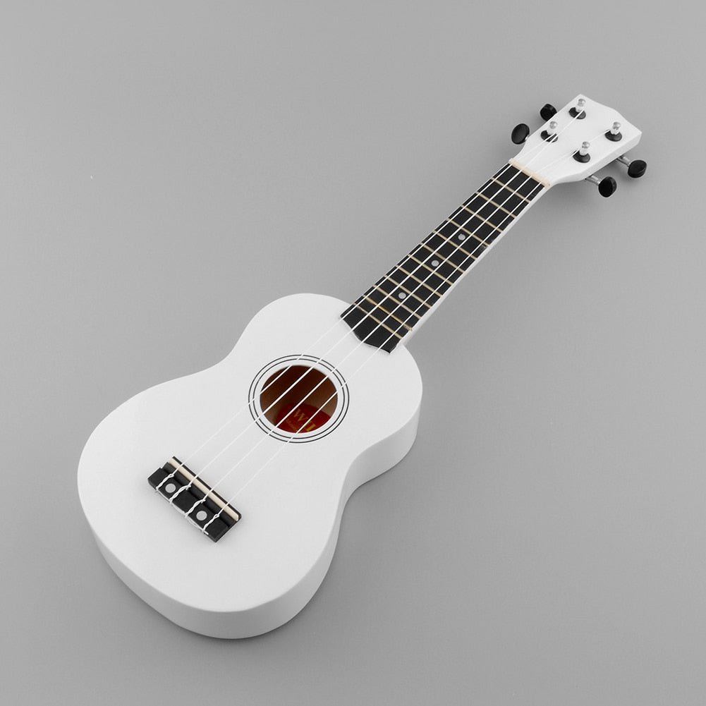 White Mini 21 inches Soprano Ukulele 12 Frets Instrument Wood Hawaiian Style Guitar 4 Strings Hawaii Guitar for Beginner