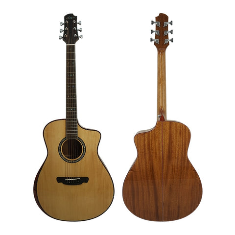 Aiersi brand Delux Armrest Design All solid handmade professional acoustic guitar with free guitar case