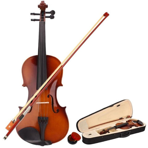 4/4 Full Size Natural Acoustic Violin Fiddle Crafts with Case Bow Rosin 4-String Instrument for Beiginner High Quality