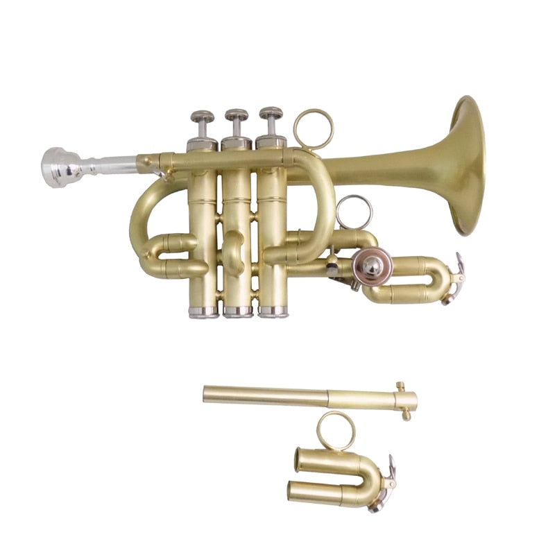 Bb/A Piccolo Trumpet Brush finishes Brass trumpets with mouthpiece case musical instruments trompete Stainless Steel pistons