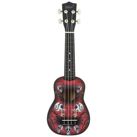 IRIN 21 inch 15 Frets Soprano Ukulele Uke 4 Nylon Strings Basswood Guitar Dolphin Pattern Universal Acoustic Instrument black+