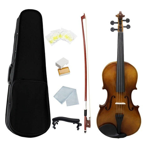SEWS-4/4 Full Size Acoustic Violin Vintage Glossy Painting Fiddle Wood with Violin Case Bow Rosin Strings Shoulder Rest