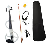 Professional 4/4 Electric Violin Fiddle with Accessories for Violinist (White)