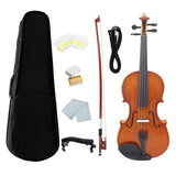 AV-E03 4/4 Full Size Electro-Acoustic EQ Violin Fiddle Kit Solid Matte Finish Spruce Face Board 4-String with Case Rosin Cable