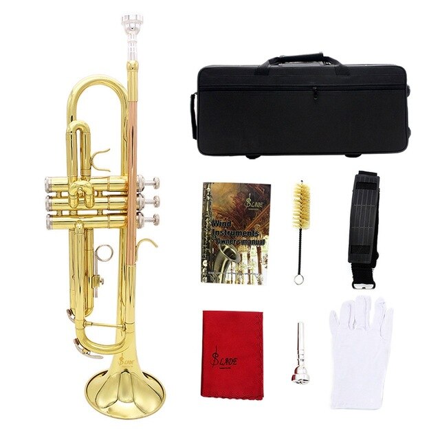 ABGZ-Slade Beginner Musical Instrument Brass Trumpet with Bag Brass Gold Trumpet Digital Mechanical Welding Pipe Music Adopts