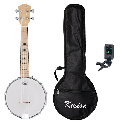 Kmise Banjo Ukulele 4 String Ukelele Uke Concert 23 Inch Size Maple with Bag Tuner
