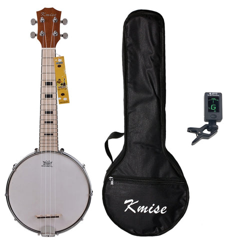 Kmise Banjo Ukulele 4 String Ukelele Uke Concert 23 Inch Size Maple with Bag Tuner