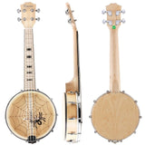 Kmise 4 String Banjo Ukulele Uke Concert 23 Inch Size Sapele Wood