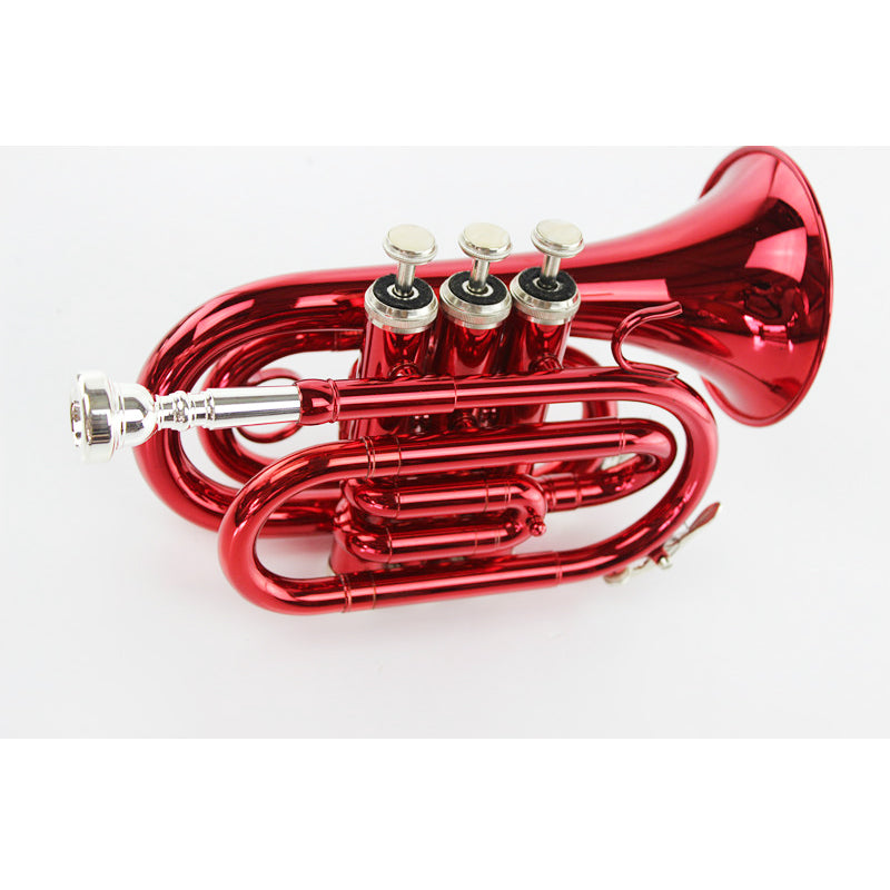 B Flat Pocket Palm Trumpet Instrument Black Lacquered gold key Brass Beginner Instrument Music Instrument BS15