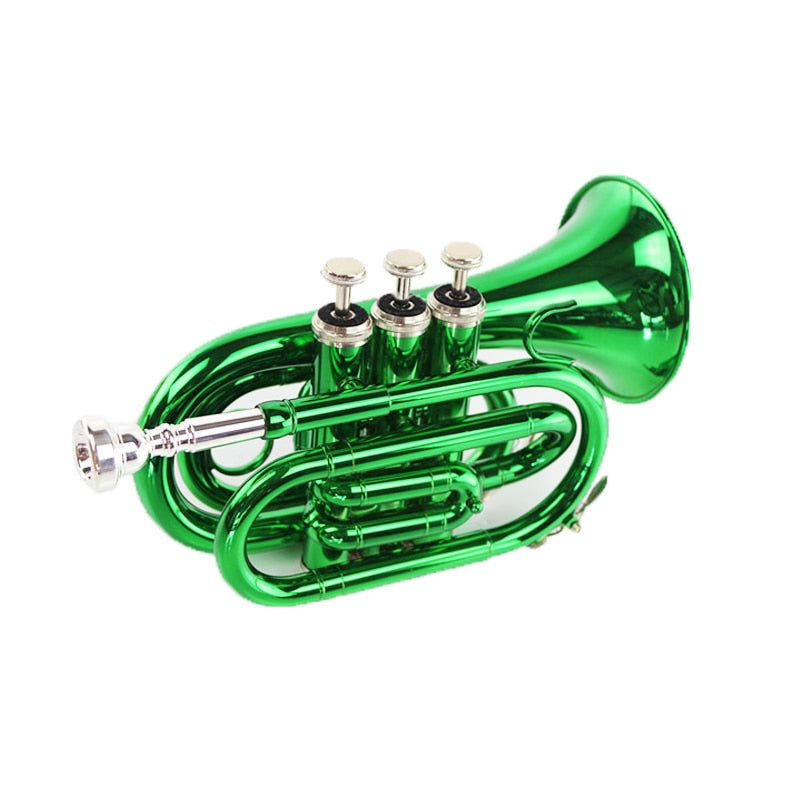 B Flat Pocket Palm Trumpet Instrument Black Lacquered gold key Brass Beginner Instrument Music Instrument BS14