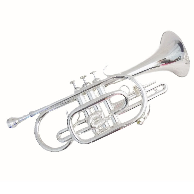Bb Brass Cornet Trumpet Instrument Silver plated with Case and mouthpiece Musical instruments professional Brass trompete